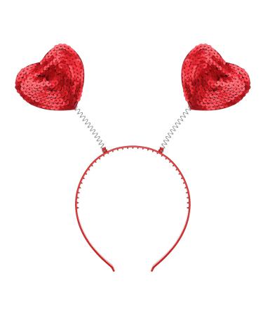 WLLHYF Glitter Red Heart Headband Valentine's Day Headbands Fashion Sequin Love Hair Band Hair Cute Hair Hoop Accessories for Girls Women New Year Holiday Birthday Party Wedding Gift