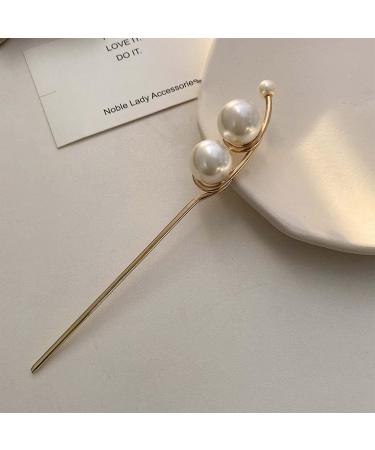 Inateannal Pearl Hair Pins for Styling Vintage Gold Plated Coiling Hair Sticks Imitation Pearl Hair Chopstick Hairpins Hair Accessories for Women Girls (One large pearl) Style-1 - Buy Online on GoSupps.com