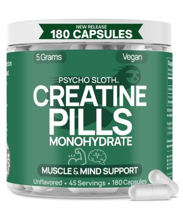 Creatine Monohydrate Pills - Muscle Builder, 180 Capsules 5G, 45 Servings, Vegan, Pre/Post-Workout, | Creatine Capsules for Women and Men, Micronized, Instantized, Powder Tablet Gummy Alt, Creatina - Buy Online on GoSupps.com