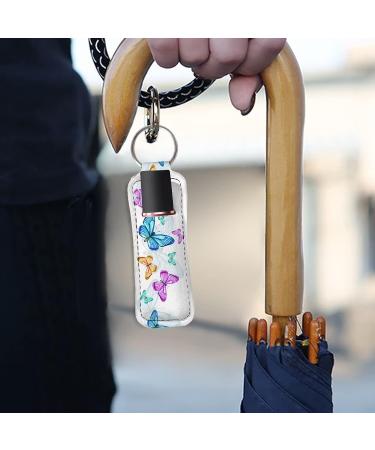 Bulopur White Blue Butterflies Lipstick Balm Holder Keychain - Neoprene Chapstick Holder - Buy Online on GoSupps.com