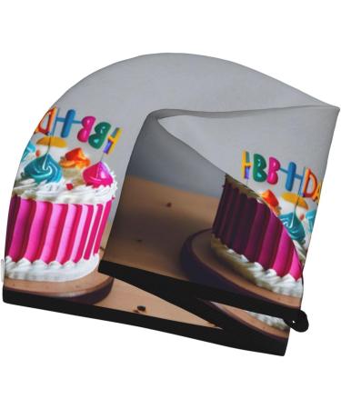 Happy Birthday Cake Coral Velvet Dry Hair Cap | Quick-Dry Towel Wrap for Men & Women | Perfect for Home & Travel - Buy Online on GoSupps.com