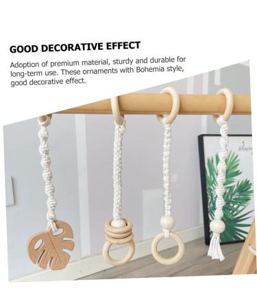 Alipis 4pcs Boho Newborn Ornament Set - Wooden Teething Rattles & Gym Pendants for Crib Decor & Playtime | Perfect Gift for Newborns - Buy Online on GoSupps.com