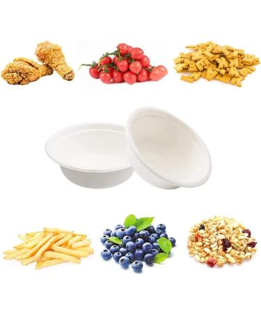 Pzhoais 100 PCS Disposable Paper Bowls Biodgradble Bowl 12 White Party Paper Bowls Natural Sugarcane Fibers Bowls - Buy Online on GoSupps.com