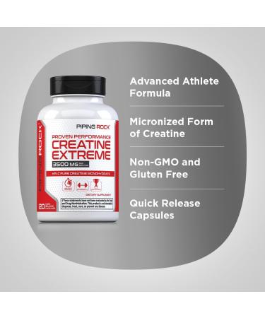 Piping Rock Creatine Monohydrate Capsules | 3500 mg | 120 Pills | Non-GMO Gluten Free Supplement - Buy Online on GoSupps.com