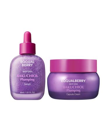 EQQUALBERRY Bakuchiol Duo Serum & Capsule Cream Set for Firming Smoothing & Hydrating | Gentle Retinol Alternative for Radiant Resilient Skin