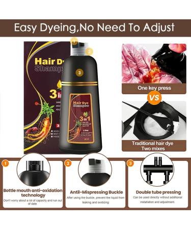 3-in-1 Hair Dye Shampoo for Instant Grey Coverage - Herbal Ingredients for Women & Men - 500mL (Coffee) - Buy Online on GoSupps.com