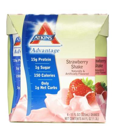 Atkins Strawberry Shake 4 Count - 11 Oz. Containers (2 Pack) - Buy Online on GoSupps.com