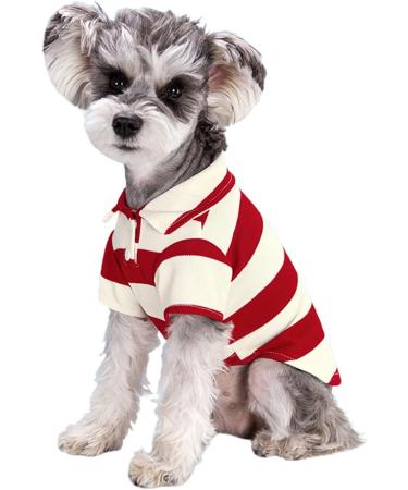 Polo Shirt for Small Dogs - Stylish Striped Summer Costume for Bichon & French Bulldog - Breathable Two-Legged Puppy Tee - Buy Online on GoSupps.com