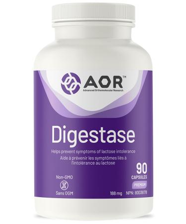 AOR - Digestase 90 Capsules - Digestive Enzyme Supplement - Gas Relief Immunity Boost Gastrointestinal Health & Bloating Relief - Helps Prevent Digestive Symptoms of Lactose Intolerance