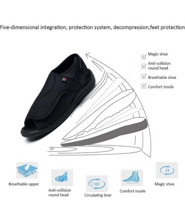 Buy Diabetic Edema Shoes for Men - Lightweight Walking Shoes with Rubber Sole & Memory Foam - Adjustable Bar-Strap Slippers - Size 11.5 Black - Buy Online on GoSupps.com