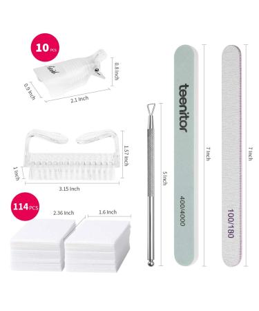 Teenitor Gel Nail Remover Kit with 10 Gel Clip Removers, Brush, Files, Buffer Block, Cuticle Peeler, Stainless Steel Tools & 115 Lint-Free Cotton Pads - Buy Online on GoSupps.com
