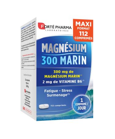 Forté Pharma - Marine Magnesium 300 | 300mg Marine Magnesium - Stress, Fatigue, Anxiety, Overwork, Irritability - Vitamin B6 | Maxi format 4x4 weeks, 112 tablets, 1/day
