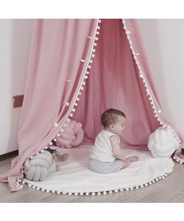 LOAOL Kids Bed Canopy - Pink Pom Pom Cotton Canopy for Crib | Nursery Decor & Play Tent for Girls - Buy Online on GoSupps.com