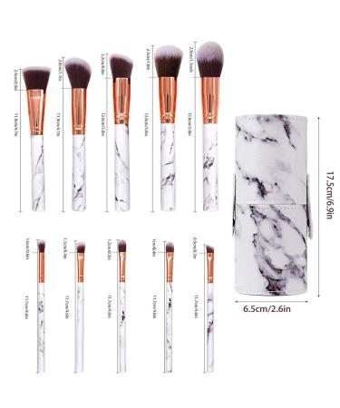 10-Piece Marble Makeup Brush Set with PU Leather Bucket | Foundation Eyeshadow and Contour Brushes for Flawless Makeup Application - Buy Online on GoSupps.com