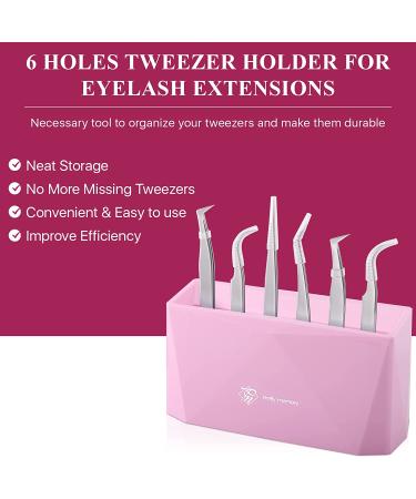 Pink Tweezer Holder for Eyelash Extensions - 6 Hole Stand for Lash Tools & Supplies - Buy Online on GoSupps.com