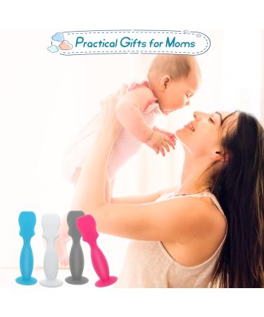 KHTD Baby Diaper Cream Spatula Applicator 4 Pack - Soft Silicone Mini Brush for Newborn, Blue Gray Pink White - Buy Online on GoSupps.com