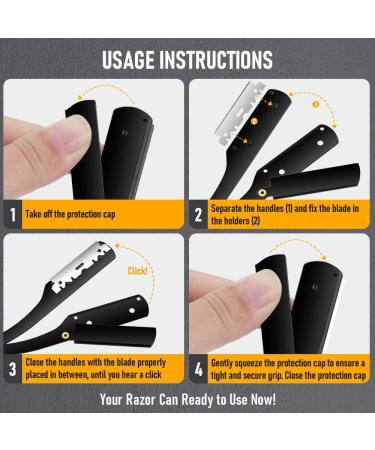 Professional Razor Men's Set - 100 Blades Straight Razor & Hairdresser Accessories for Beards & Eyebrows - Perfect Father's Day Gift - Buy Online on GoSupps.com