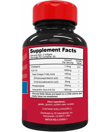 Antarctic Krill Oil 1000mg Omega 3 Supplement EPA DHA Phospholipids and Astaxanthin- 120 Softgels 120 Count (Pack of 1) - Buy Online on GoSupps.com
