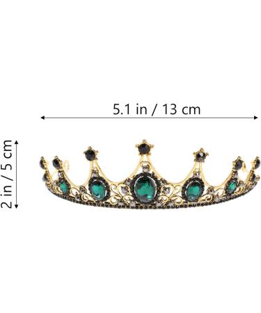 Lurrose Green Crystal Crown Golden Tiara with Black Rhinestone Decor Bridal Head Jewelry - Buy Online on GoSupps.com