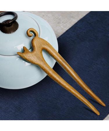 Lurrose Hairpin Chinese hair stick French Hair chinese wooden hair stick hanfu hair stick wedding hair stick bridal hair accessories women wood hair fork bride China cheongsam Sandalwood Yellow - Buy Online on GoSupps.com