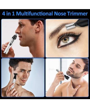 KouRy 4-in-1 USB Rechargeable Ear & Nose Hair Trimmer | Professional Waterproof Electric Eyebrow & Facial Hair Clipper with Stainless Steel Blade - Buy Online on GoSupps.com