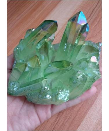 Light Green Aura Quartz Crystal Titanium Bismuth Silicon Cluster Rainbows Natural Stones and Minerals yuebang Reiki Crystal Stone - Buy Online on GoSupps.com