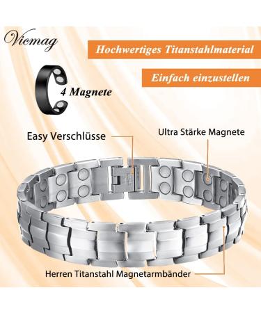 Vicmag Magnetic Bracelet for Men | Titanium Steel with Ultra Strength Magnets | Adjustable Double Row Design & Gift Box (Silver) | International Shipping Available - Buy Online on GoSupps.com