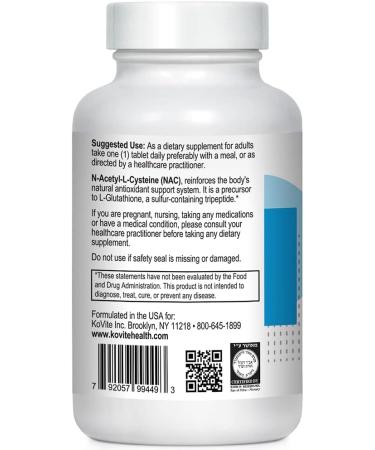 Kovite NAC 600mg - 90 Veg Capsules | N-Acetyl-L-Cysteine Supplement - Buy Online on GoSupps.com