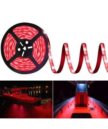 Pontoon Led Boat Lights, 20FT Marine Led Strip Lights, Waterproof Boat Interior Light, Under Gunnel Lights, Boat Deck Light, Night Fishing Lights with Mounting Clips and Extension Cable for Boat (Red)
