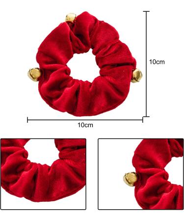 Miaija 5Pieces Hair Scrunchies Red Plush Ponytail Holder with Bell Premium Elastic Sequins Hair Bands Festival Headress for Women Lady Girls Hair Accessories - Buy Online on GoSupps.com