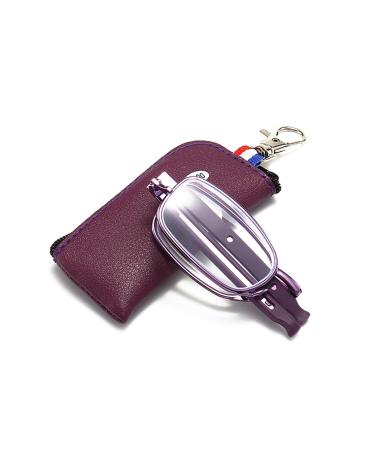 Lightweight Folding Metal Reading Glasses Blue Light Blocking Readers Portable Glasses with Keychain Bags(Couleur:Purple Grandeur:1.0x)