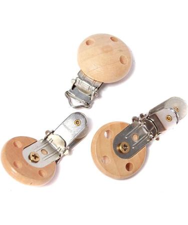 5 Pieces Natural Beech Wood Pacifier Clips Teething Grasping Toy Suspender Clips Charm DIY Pacifier Clips Holder Accessories - Buy Online on GoSupps.com