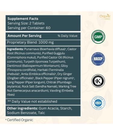 ORGANIC SPREE Punarnavadi Guggulu 120 Tablets - Supports Kidney Function* - Ayurvedic Formulation - Certified and Vegetarian (1) - Buy Online on GoSupps.com