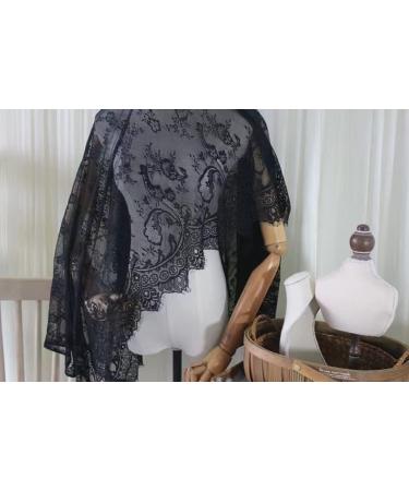 Black Lace Fabric Embroidery by The Yard - 150 x 150 cm | Ribbon Trim for Dress, Curtain, Sewing Craft - Buy Online on GoSupps.com
