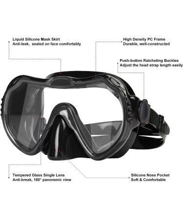 PIYAZI Adult Snorkeling Gear Set | Panoramic View Mask & Dry Top Snorkel | Anti-Fog Tempered Glass | Oceanic Snorkel Mask with Travel Bag & Ear Plug | Ideal for Snorkeling & Scuba Diving - Buy Online on GoSupps.com