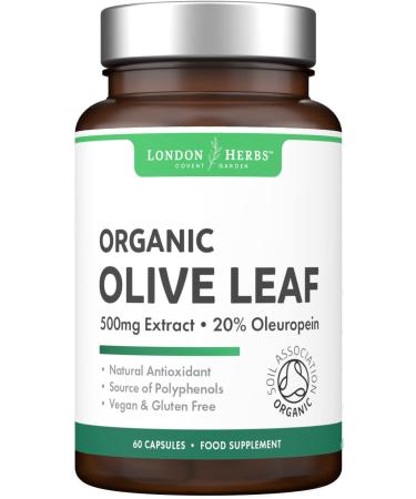 Organic Olive Leaf Extract Capsules | 500mg OLE 20% Oleuropein | Vegan & Gluten Free Herbal Supplement | Made in The UK with Olive Leaves from Spain | Biodegradable Packaging - Buy Online on GoSupps.com