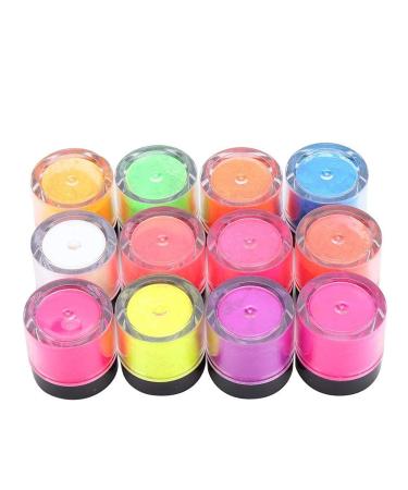 12 Colors Fluorescent Nail Powder - UV Reactive Neon Pigment for Halloween Nail Art | DIY Manicure Tool - Buy Online on GoSupps.com