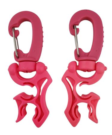 Aquatic Hunt - 2 Pack - Pink Scuba Double Hose Clips, 304 Stainless Steel Closure