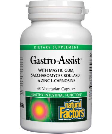 Natural Factors Gastro-Assist with Mastic Gum Saccharomyces Boulardii & Zinc L-Carnosine 60 Vegetarian Capsules
