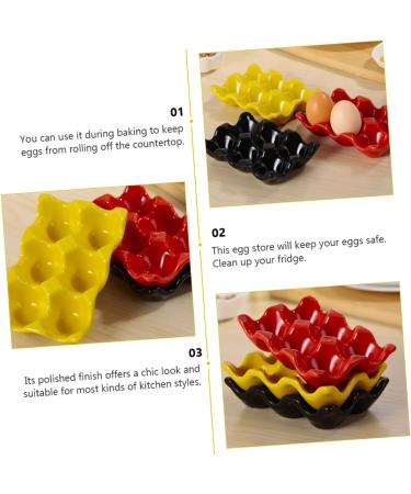 Generic Serving Tray 1pc Egg Tray Eggs Egg Holder for Fridge Egg Dispenser 6- Cup Egg Organizer Container Ceramics - Buy Online on GoSupps.com
