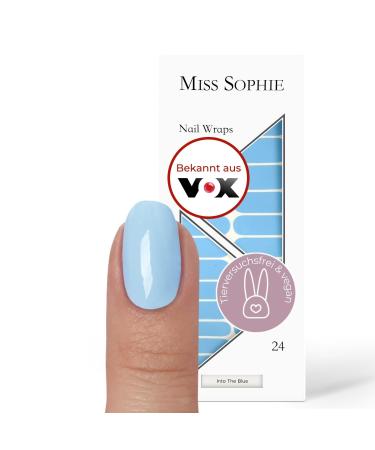 Miss Sophie nail film - Into the Blue - single -colored blue nail wraps - 24 ultra -thin self -adhesive long -lasting nail foils Into the Blue 24