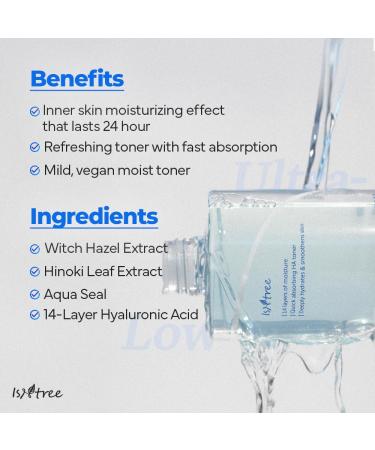 ISNTREE Ultra-Low Molecular Hyaluronic Acid Toner 300ml, 10.14 fl.oz | Korean Skincare | Quick Absorbing | Deep Hydration & Skin Smoothing | Vegan & Fragrance-Free - Buy Online on GoSupps.com
