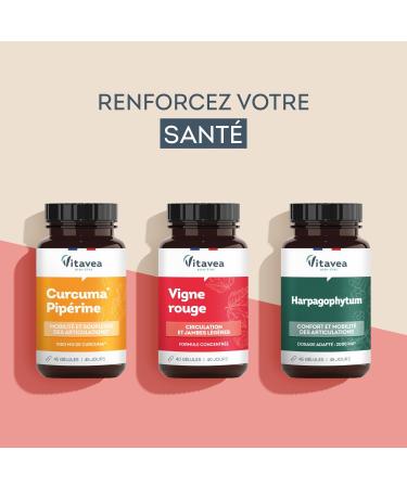 Vitavea Bien- tre - Compl ment Alimentaire Circulation - Vigne Rouge - Jambes L g res et Circulation sanguine - Pilulier de 40 g lules - Cure 40 jours - Fabriqu en France Nouveau - Vigne Rouge - Buy Online on GoSupps.com