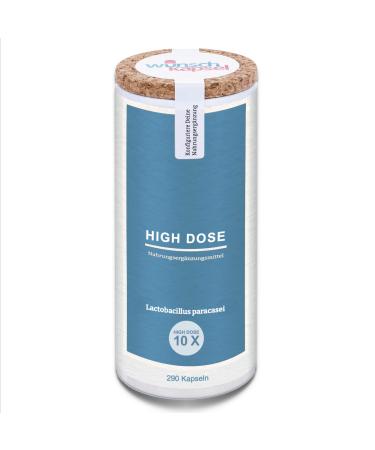 Lactobacillus paracasei HD (high dose) 290 capsules with 1 000% more content than standard products. 60 billion CFU per day