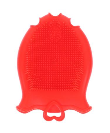 Beaupretty Baby Shampoo Brush Silicone Bath Mitt Body Bath Brush Baby Bath Sponge Gentle Silicone Scrubber Kids Washcloth for Toddlers Red