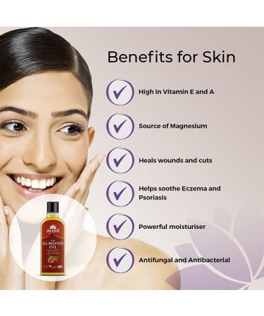 Ayumi Pure Almond Oil - Rich in Fatty Acids for Skin & Hair Care - 3 x 150ml - Buy Online on GoSupps.com