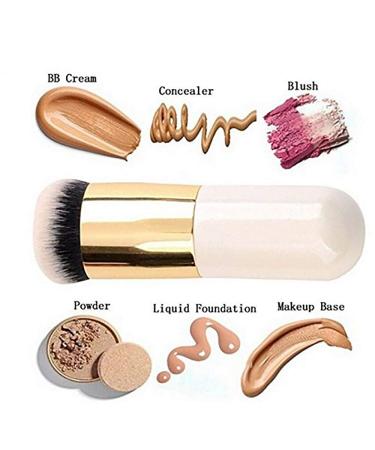 Soft Foundation Powder Brush Set - 2-Piece Make-Up Tool | White Gold & Black Silver | Perfect Gift Idea - Buy Online on GoSupps.com
