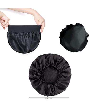 Satin Wide Band Sleep Cap for Black Curly Hair | Silk Bonnet for Women and Girls | Elastic Hair Care Hat - Buy Online on GoSupps.com