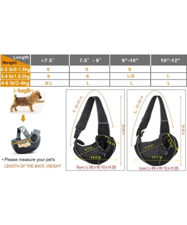 Hands-Free Small Dog Puppy Sling Carrier - Adjustable Padded Shoulder Pet Sling with Pocket - Black - Under 4.5kg - Buy Online on GoSupps.com