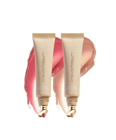 Fitglow Beauty Ceramide Hydra-Balm Duo | 2-Pack Lip & Skin Barrier Skincare with Ceramides + Plant Collagen | 24-Hour Hydration Anti-Aging Repair | Clear/Tinted | Watermelon + Bare - 2 x 10ml